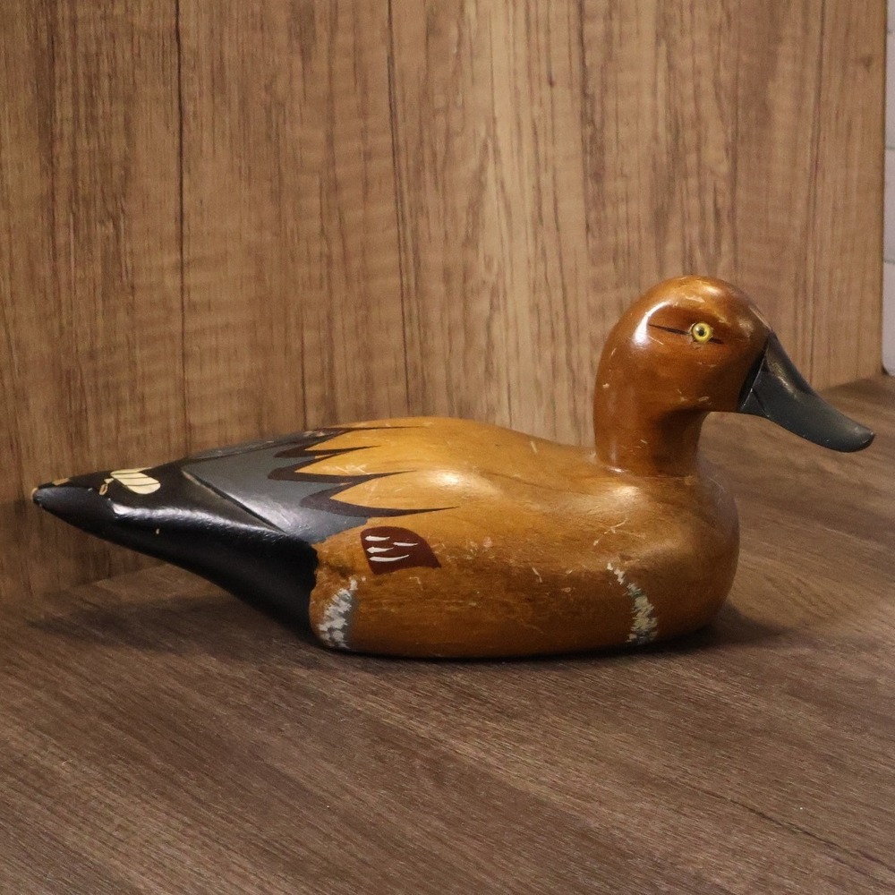 Vintage American Handmade Hand Painted Wooden Duck Decoy Glass Eye 12"
